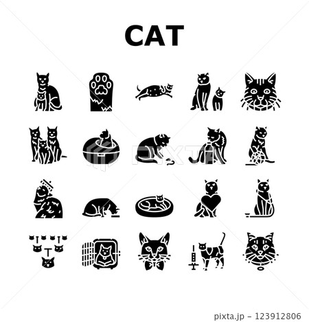 cat breeding genetics cattery icons set vector 123912806