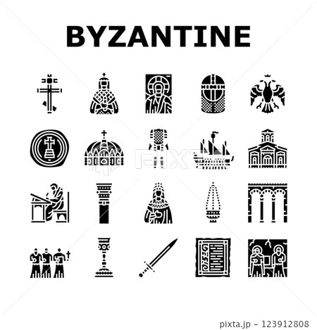byzantium empire justinian icons set vector byzantium empire justinian icons set vector 123912808
