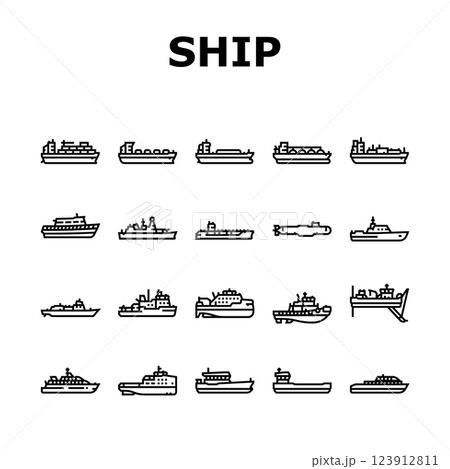 ship cargo maritime navigation icons set vector ship cargo maritime navigation icons set vector 123912811
