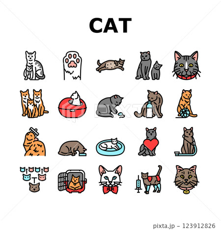 cat breeding genetics cattery icons set vector cat breeding genetics cattery icons set vector 123912826