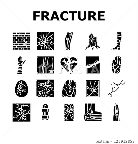 fracture bone break injury icons set vector 123912855