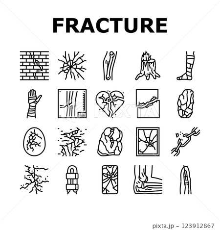 fracture bone break injury icons set vector 123912867