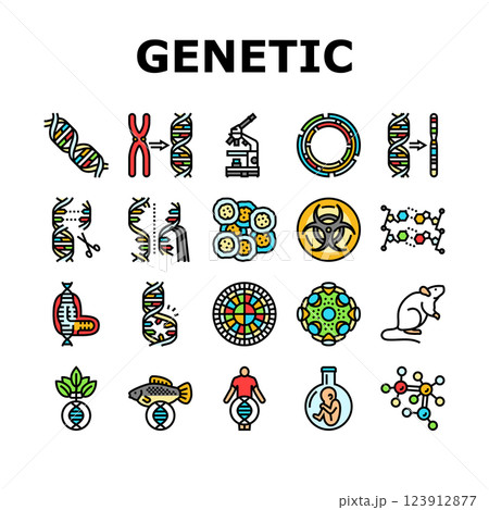 genetic engineering crispr genome icons set vector genetic engineering crispr genome icons set vector 123912877
