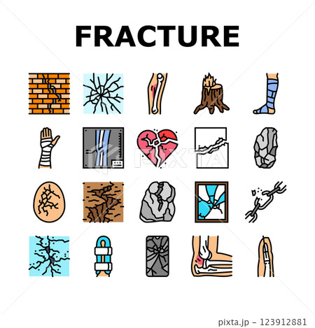 fracture bone break injury icons set vector fracture bone break injury icons set vector 123912881