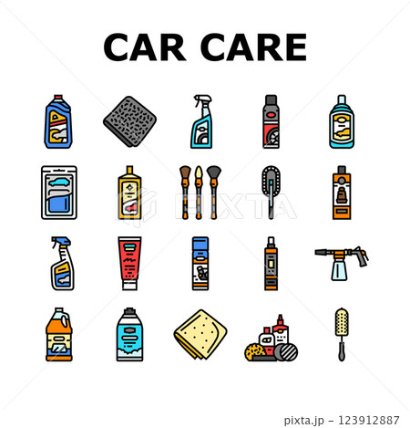 car care detailing wash icons set vector car care detailing wash icons set vector 123912887