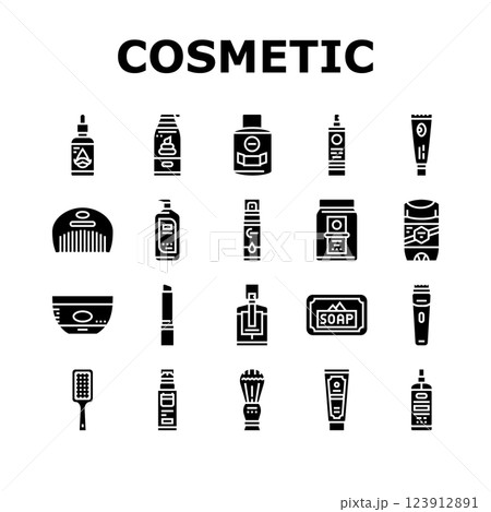 men cosmetic grooming skincare icons set vector 123912891