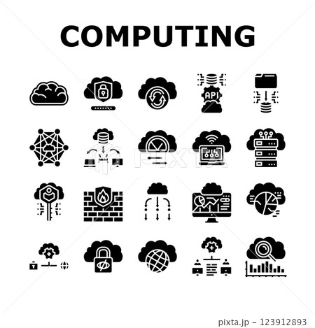 cloud computing virtualization icons set vector 123912893