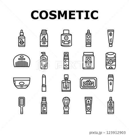 men cosmetic grooming skincare icons set vector men cosmetic grooming skincare icons set vector 123912903