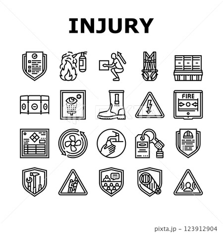 injury prevention safety icons set vector 123912904
