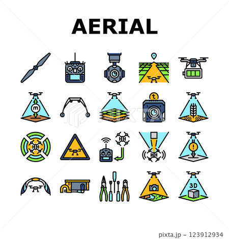 unmanned aerial vehicle drone uav icons set vector unmanned aerial vehicle drone uav icons set vector 123912934