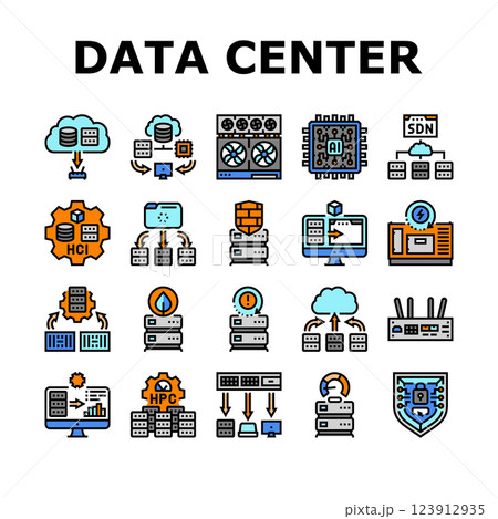 next gen data center automation icons set vector 123912935