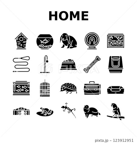 multi species home icons set vector 123912951