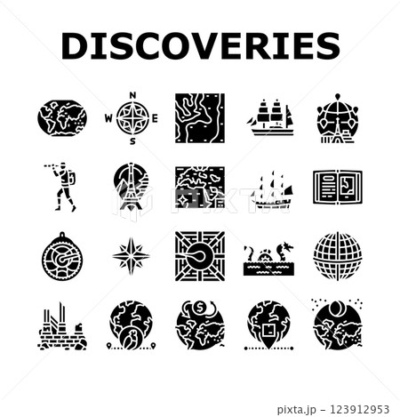 great geographical discoveries icons set vector 123912953