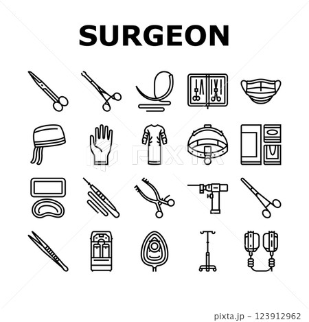surgeon accessories scalpel icons set vector surgeon accessories scalpel icons set vector 123912962