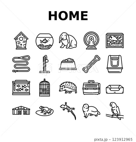 multi species home icons set vector 123912965