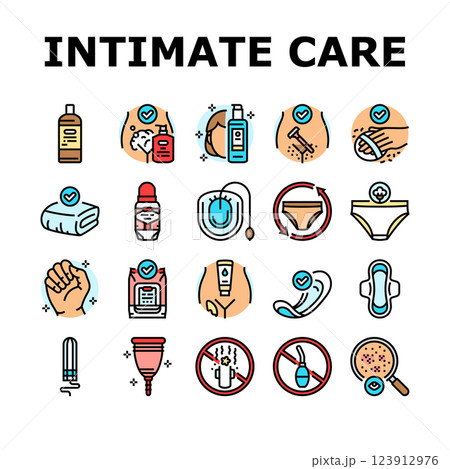 female intimate care hygiene icons set vector 123912976