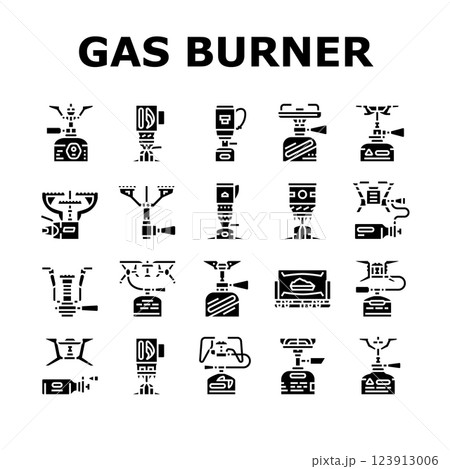 gas burner stove cooktop icons set vector gas burner stove cooktop icons set vector 123913006