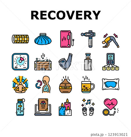 recovery wellness practices icons set vector 123913021