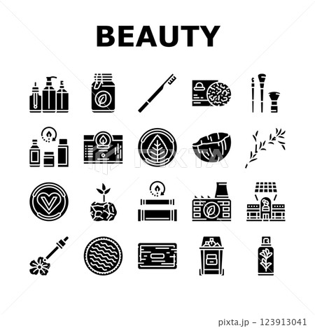 sustainable beauty eco friendly icons set vector 123913041
