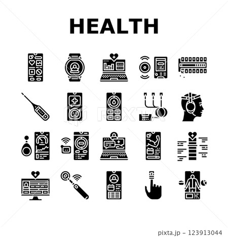 personalized health tech icons set vector 123913044