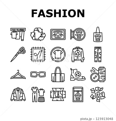 thrift driven fashion sustainable icons set vector 123913048