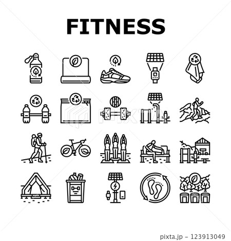 sustainable outdoor fitness eco icons set vector 123913049