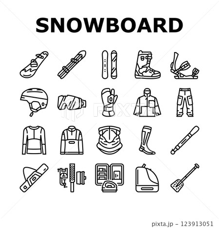 snowboard freestyle alpine icons set vector 123913051