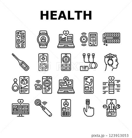 personalized health tech icons set vector 123913053