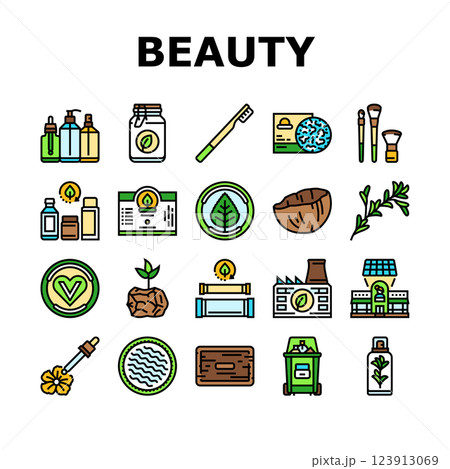 sustainable beauty eco friendly icons set vector 123913069
