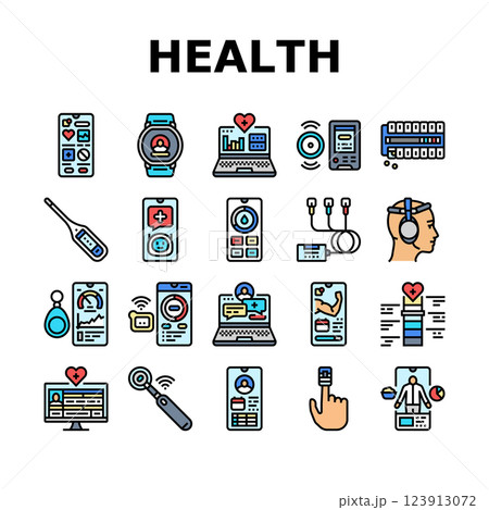 personalized health tech icons set vector personalized health tech icons set vector 123913072