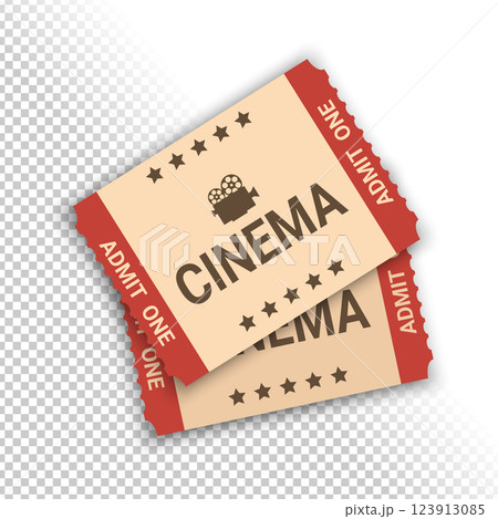 Retro vintage cinema tickets on transparent background. Cinema tickets template. Vector illustration Retro vintage cinema tickets on transparent background. Cinema tickets template. Vector illustration 123913085