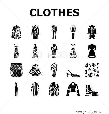stylish clothes fashion trendy icons set vector 123913088