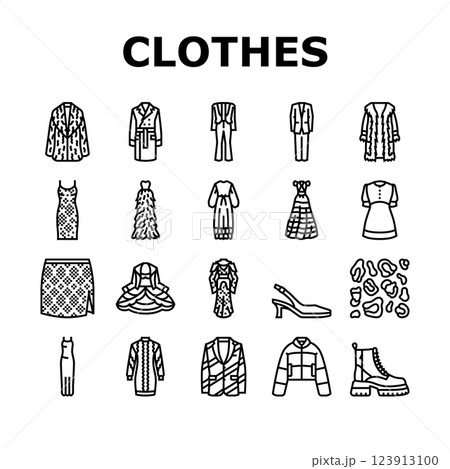 stylish clothes fashion trendy icons set vector 123913100