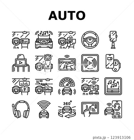 auto tainment infotainment icons set vector auto tainment infotainment icons set vector 123913106
