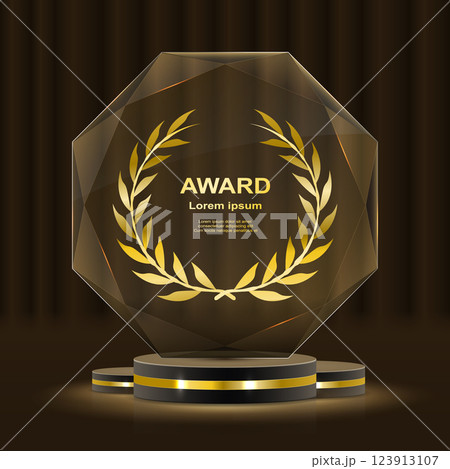 Stunning gold decor elements include shimmering laurel wreaths, sparkling ribbons, and iconic podium highlights Stunning gold decor elements include shimmering laurel wreaths, sparkling ribbons, and iconic podium highlights 123913107