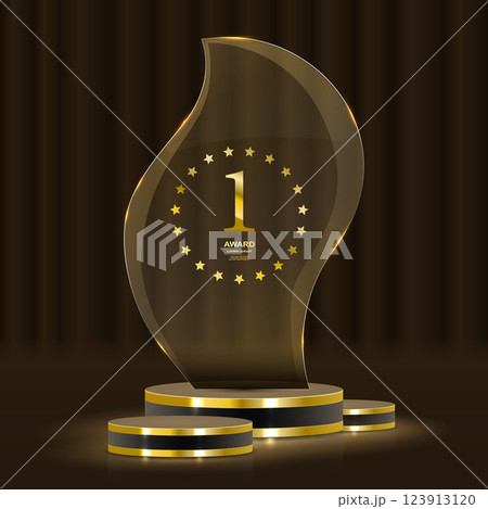 Stunning gold decor elements include shimmering laurel wreaths, sparkling ribbons, and iconic podium highlights 123913120