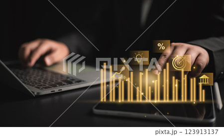 Business finance technology and investment concept, Business finance background, Business people analyze financial data chart trading forex, investing in stock markets, funds and digital assets. Business finance technology and investment concept, Business finance background, Business people analyze financial data chart trading forex, investing in stock markets, funds and digital assets. 123913137