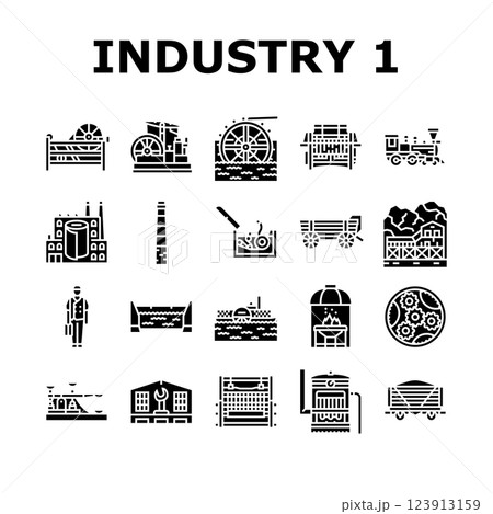 industry 1.0 industrialization icons set vector 123913159
