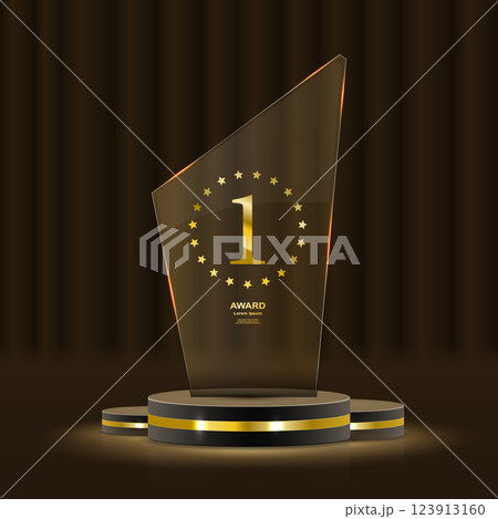 Stunning gold decor elements include shimmering laurel wreaths, sparkling ribbons, and iconic podium highlights 123913160