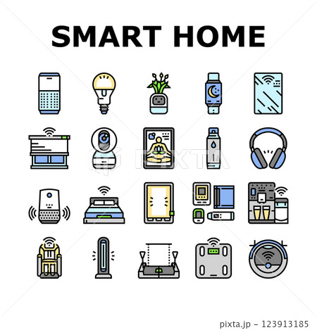 smart home wellness automation icons set vector 123913185