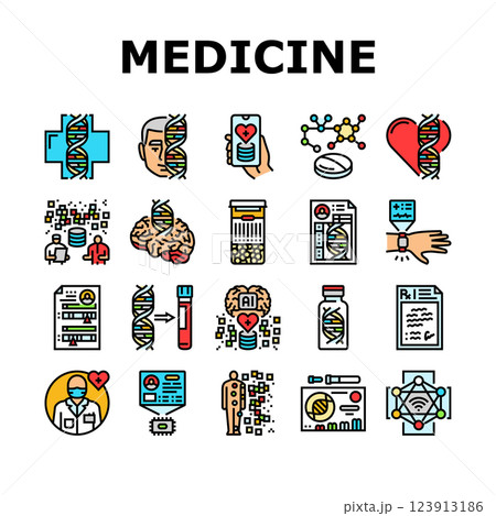 personalized medicine genomics icons set vector 123913186