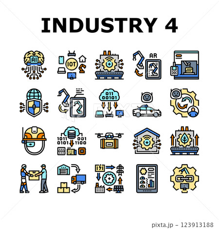 industry 4.0 automation robotics icons set vector 123913188
