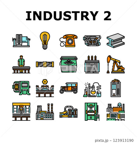 industry 2.0 automation robotics icons set vector 123913190
