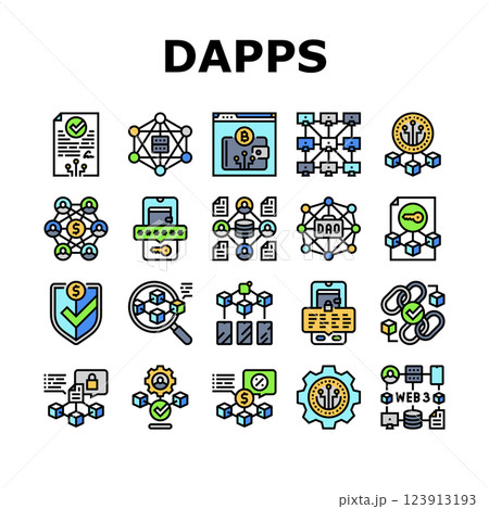 decentralized applications dapps icons set vector decentralized applications dapps icons set vector 123913193