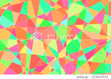 直線分割のカラフルなモザイク模様 黄緑やオレンジのネオンカラー 直線分割のカラフルなモザイク模様 黄緑やオレンジのネオンカラー 123913555