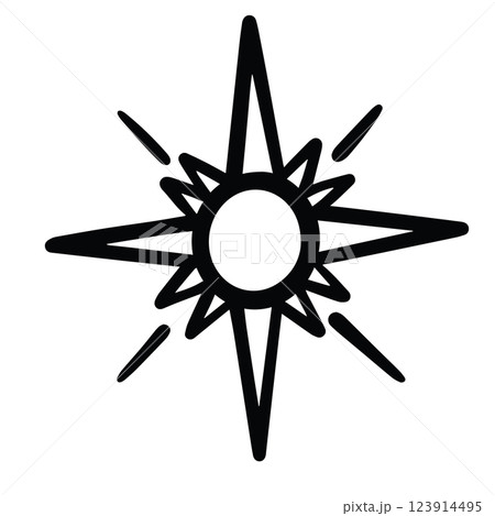 Star Hand Drawn w Black and White Thick Lines Star Hand Drawn w Black and White Thick Lines 123914495