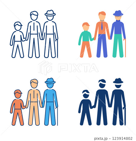 Family generations icon set in flat and line style 123914802