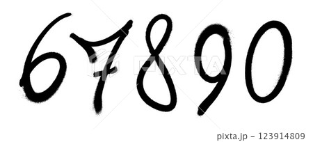 Graffiti spray font alphabet. Digits. Part 7. Vector illustration 123914809