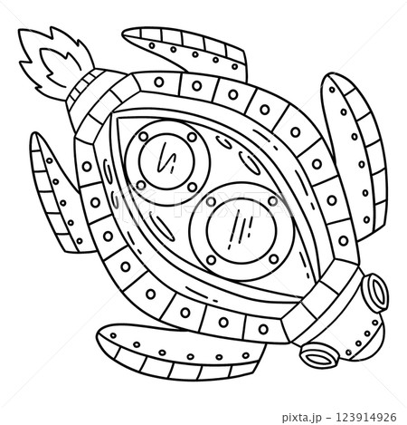 Space Turtle Rocket Isolated Coloring Page Space Turtle Rocket Isolated Coloring Page 123914926