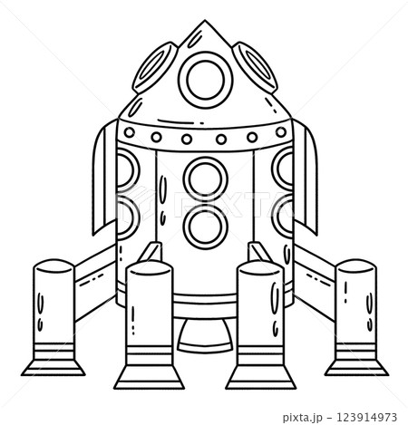 Space Rocket Multiple Thrusters Isolated Coloring  123914973
